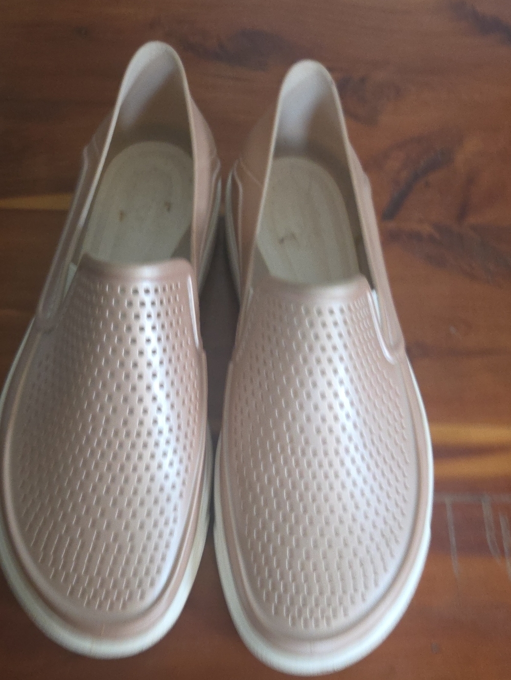 CROCS Women's Slip-On Loafers in Metallic Rose Gold